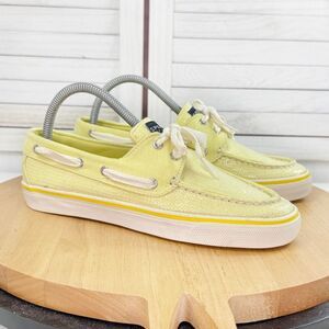Sperry Topsider Sequin Jersey Knit Deck Boat‎ Shoes Loafers Yellow 8